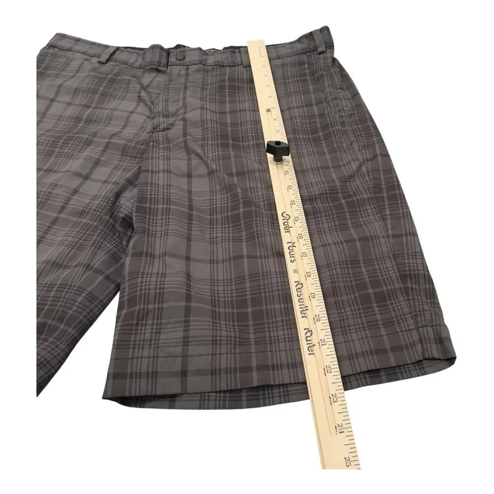Nike Golf Tour Performance Dri-Fit Men's 38 Black‎ Gray Plaid Shorts Stretch